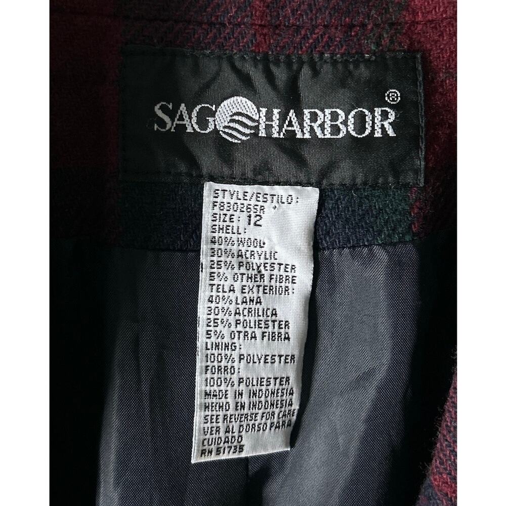 Vintage‎ Sag Harbor Women’s Size 12 Wool Blend Plaid Academia Blazer - Picture 7 of 7